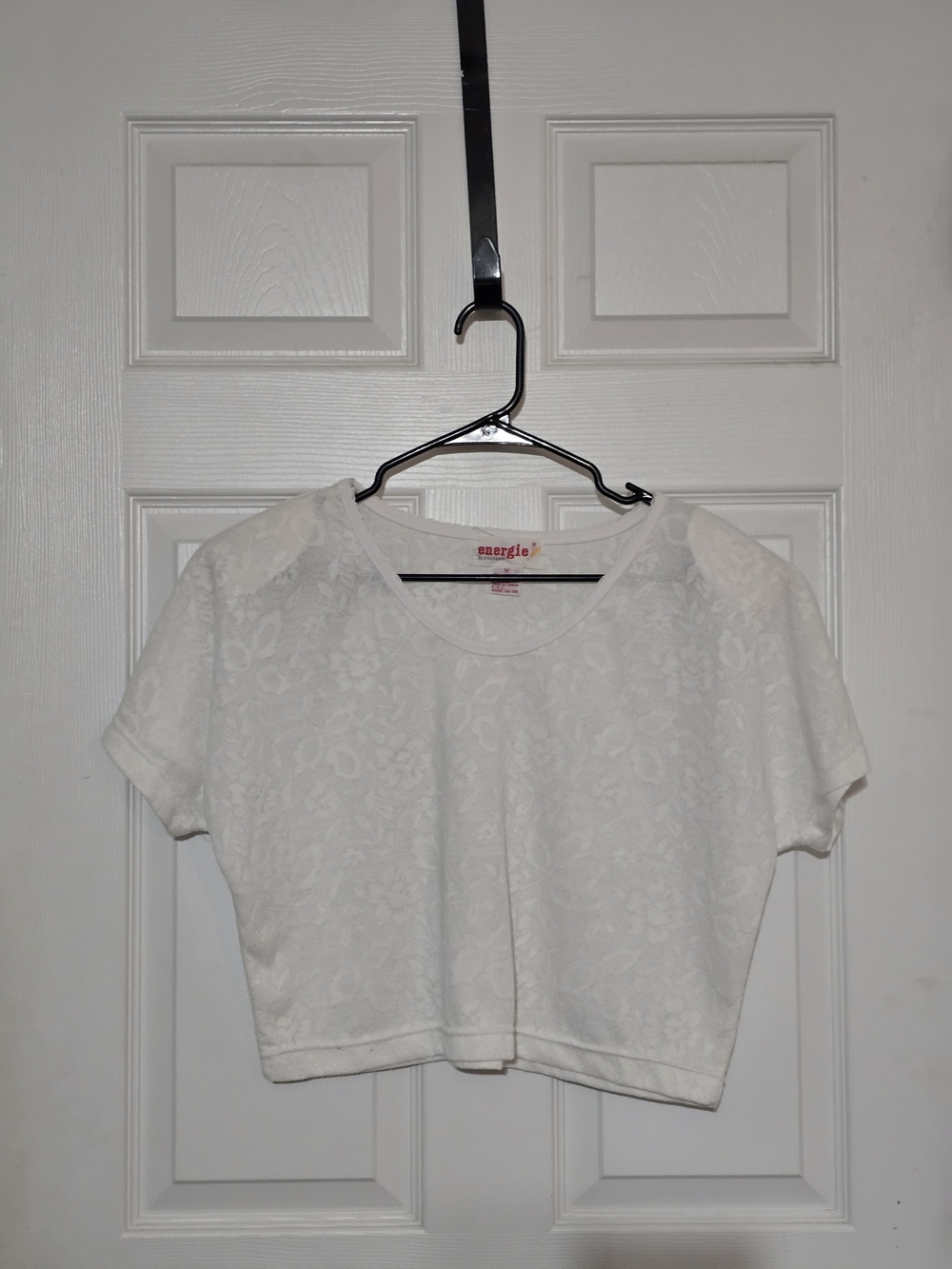 Energie White Floral Lace Crop Top